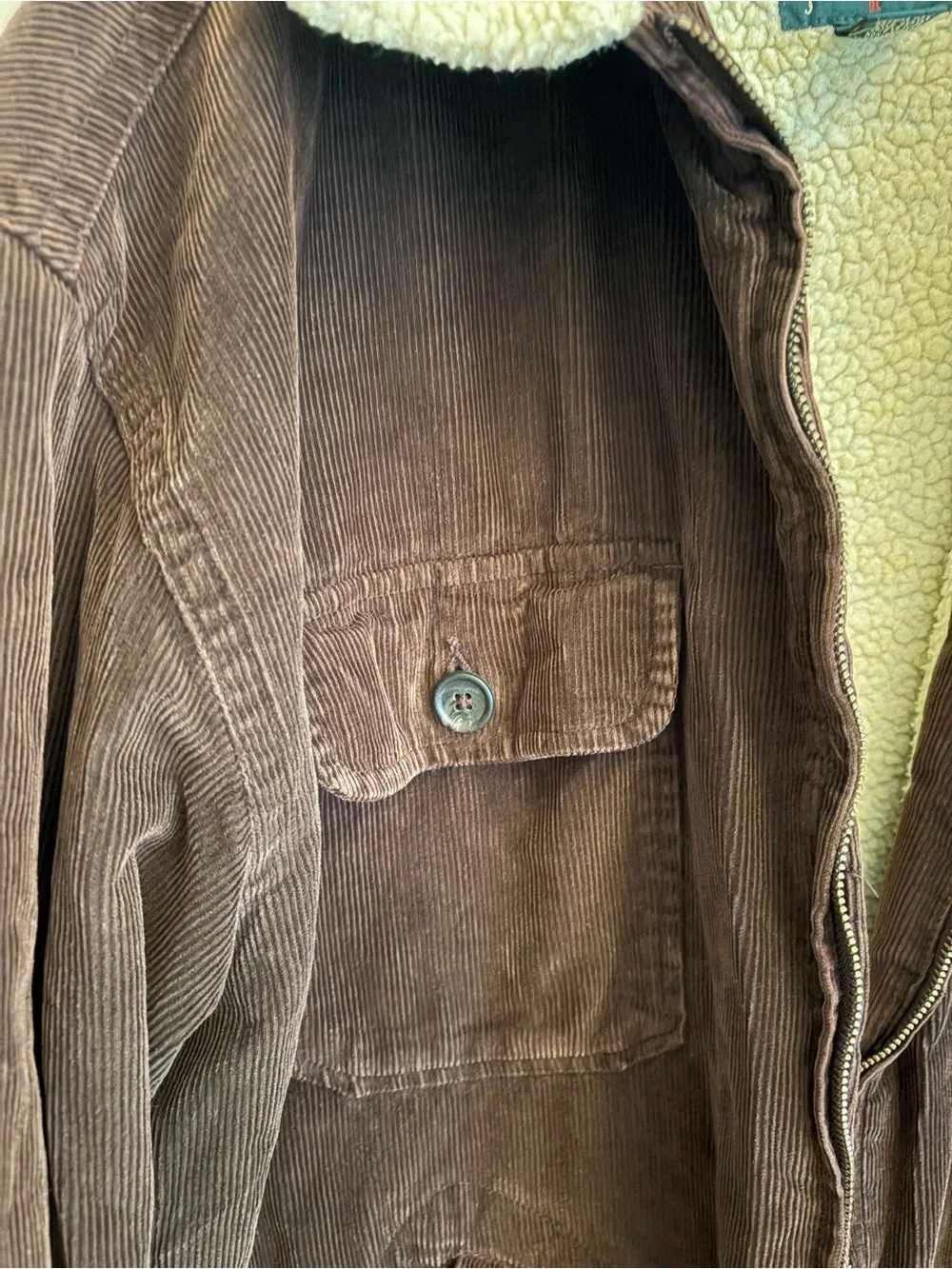 J. Crew Men’s Brown Corduroy Sherpa-Lined Jacket vintage